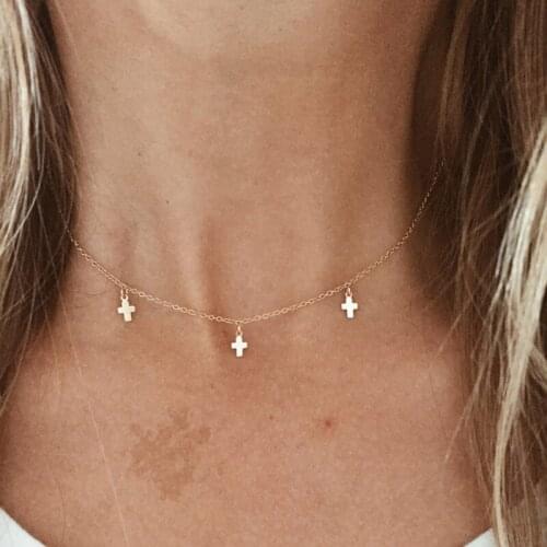 Gold Filled Mini Cross Necklace Handmade Jewelry Boho Choker Pendants Minimalism Collier Femme Kolye Necklace For Women