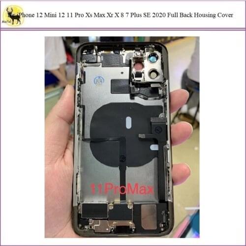 1Pc foriphone 11pro max housing with full parts Back Glass Door Battery Cover Middle Frame Chassis with Flex Cable for iPhone 11