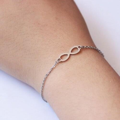 1 Pc Simple Infinity Bracelet Stainless Steel Number Eight Charm Bracelets For Cute Women Girls Kids Fashion Jewelry Lucky Gift