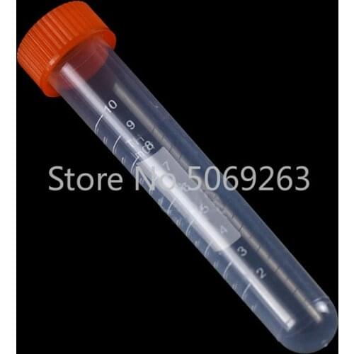 100pcs/lot 10ml Clear Plastic Centrifuge Tube PP Microcentrifuge Round-bottomed with Screw Cap Plastic Test Sample Vials