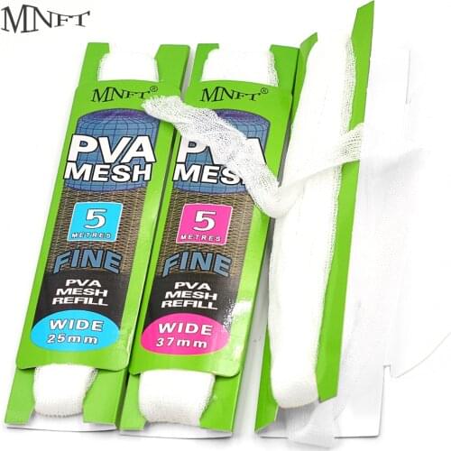 MNFT 2 Packs Carp Fishing PVA Mesh Boilies 25MM/37MM X5m PVA Soluble Bag Artifact Mesh For Carp Coarse Boilie Pellet Bait