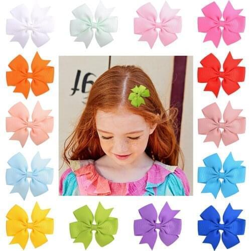 20PCS/Lot Boutique Solid Hair Bows Samll Grosgrain Ribbon Bows With Clips For Girls Children Hairpins Kids Hair Accessories