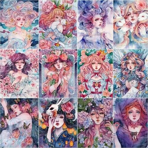 Lankshear 5D Diy Diamond Painting Beautiful Cartoon Girl Portrait Full Drill Embroidery Mosaic Kit Hd Quality Gift Home Decor