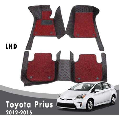 Car Floor Mats Carpets For Toyota Prius 2016 2015 2014 2013 2012 Auto Luxury Double Layer Wire Loop Interior Waterproof Leather