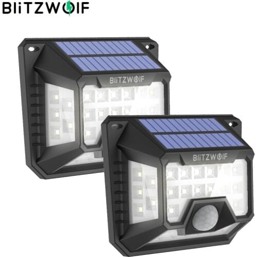BlitzWolf 6500K 32 LED Outdoor Solar Light 120°PIR Sensor Wide Angle Waterproof Wall Light for Garden Path Yard Security Lamp