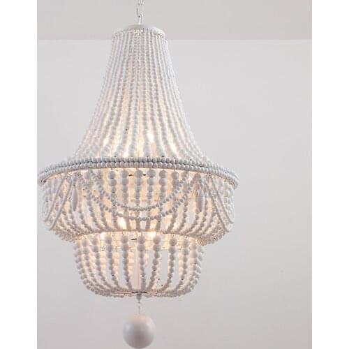 Large/White/wood chandelier beaded light modern/nordic/kitchen/french chandelier lighting in hallway/living room/foyer WF