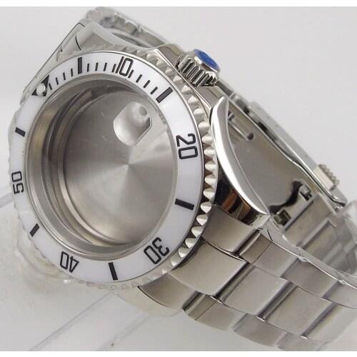 Fit NH35/NH36 High Quality 40mm Watch Case Sapphire Glass With Magnifier + Watch Strap Rotating Ceramic Bezel