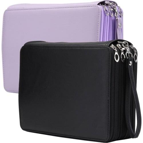 216 Slots Colored Pencil Case with Zipper Pencil Holder PU Leather Fabric Pen Organizer for Student or Artist