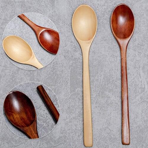 1pc Solid Wooden Spoon Kitchen Utensil Liquid Mixing Wooden Spoon Coffee Spoon Honey Sauce Spoon Long Handle Wooden Spoon