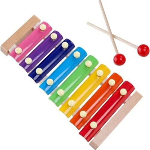 Childrens wooden eight-tone hand-knocking piano early education baby musical instrument toys 1-3 years old knocking instrument