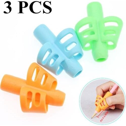 Children Writing Pencil Pan Holder Kids Learning Practise Silicone Pen Aid Grip Posture Correction Device for Students 3pcs