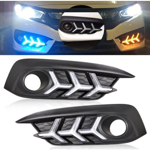 2Pcs/pair Car Styling Refit Daytime Running Light For Honda Civic 2016 2017 2018 Front Bumper DRL Turn Signal Light For Civic Mo