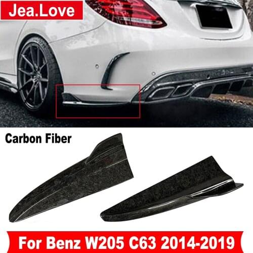 FD Style Real Carbon Fiber Forging Tech Side Splitter Aprons Rear Lip Bumper Diffuser For Benz W205 C63 Coupe Sedan 2017-2019