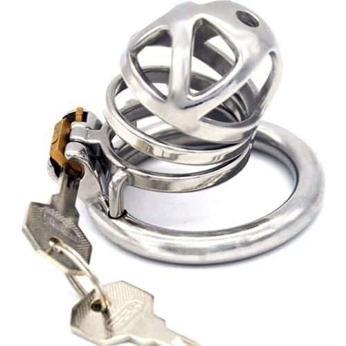 FRRK Metal Penis Cage, Penis Accessories, 304 Stainless Steel Male Chastity Device, Penis Cage with Invisible Lock Ring, Sex Toy