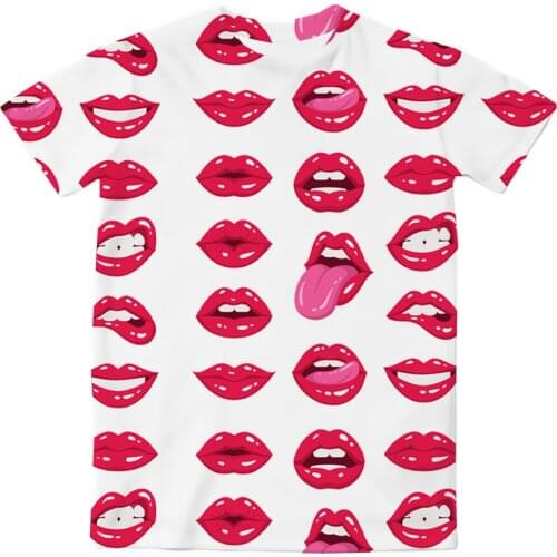 REAL American US SIZE Lips Effects Sublimation Printing Plus Size 3XL 4XL 5XL 6XL Top T-Shirt