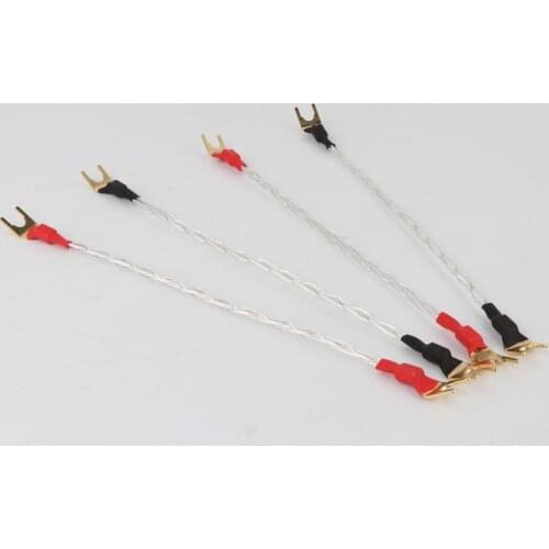 Hi-End audio Silver Plated Jumper Cable hifi speaker Jumper speaker cable audio jumper with GLOD plated Y spade terminal