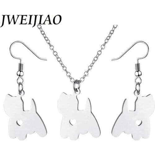 JWEIJIAO 2018 Fashion Pet Dog Pendant Jewelry Sets Necklaces Earrings Kids Womens Metal Norwich Terrier Necklaces SKU19