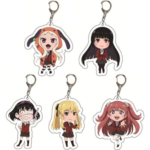 Japanese Anime Kakegurui Keychain Jabami Yumeko Yomoduki Runa Meari Saotome Character Key Chain Cartoon Printed Acrylic Key Ring