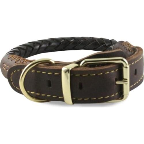 Leather Dog Collars Big Dogs Braided Handmade Basic Collars Strong Durable Pets Accessories for Golden Retriever Husky Animals