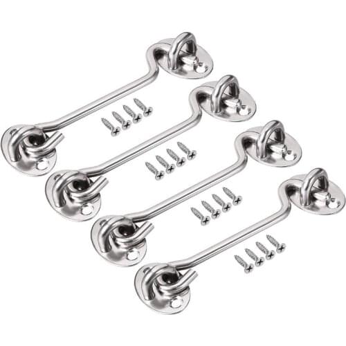 3 inches 4 inches 6 inches 8 inches Cabin Hook Eye Latch Gate Door Swivel Window Hook Stainless Steel with Mounting Screws 4pcs