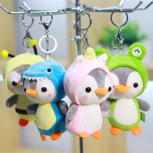 1Pc Cute Penguin Plush Toy Animal Penguin Cosplay Unicorn Bee Frog Dinosaur Stuffed Doll Small Pendant Keychain Gift for Friends