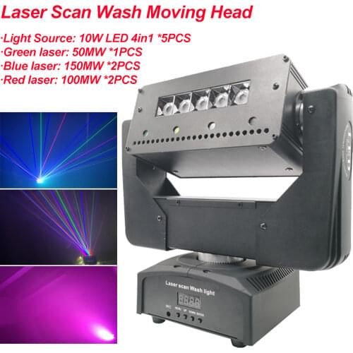 Multifunction DJ Light LED Wash Laser Scan Strobe Moving Head Lighting Stage Effect Light With DMX512 Sound Light For Disco Ball