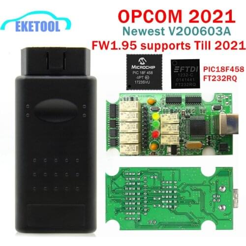 Newest OPCOM 2021 V200603A For Opel Cars Till 2021 Firmware V1.95 Real FTDI PIC18F458 Chip Supports Flash Update OP-COM OP COM