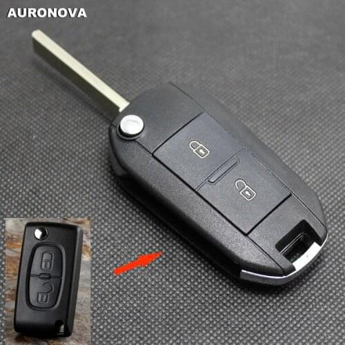 AURONOVA Upgrade Key Shell for Citroen C4 C5 C-Quatre C-Triomphe Flip Folding Key 2 Buttons Remote Car Key Case VA2 Blade
