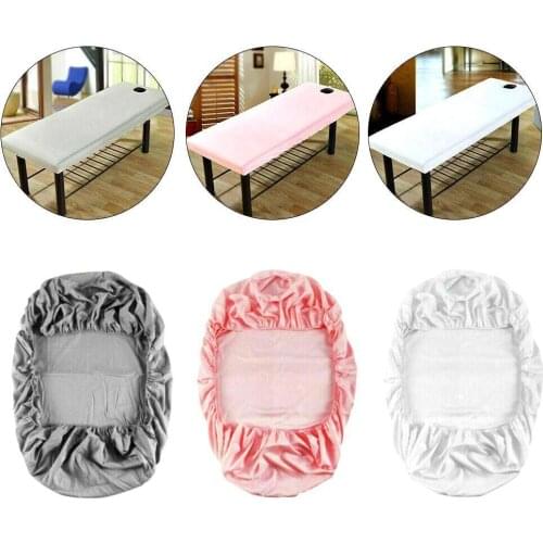 Pure Color Massage Table Bed Fitted Sheet Elastic Full Cover Rubber Band Massage SPA Treatment Bed Cover With Face Breath Hole