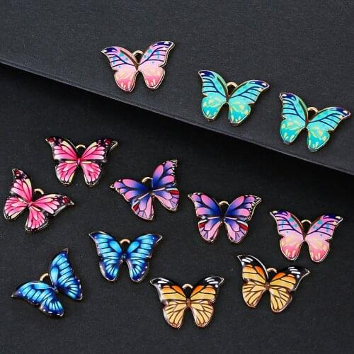 20pcs/Lot Butterfly Charm Pendant Enamel Charms For Jewelry Making Supplies DIY Animal Components Handmade Accessories Women Men