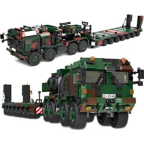 Mould King 1912pcs Military Tank Transporter Car Building Blocks Heavy Trailer Brick Set SLT-2 Model Kids DIY Toys Children Gift