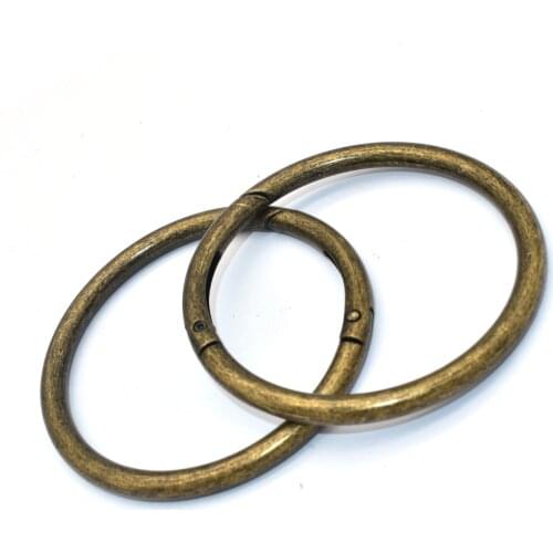 Antique Bronze Spring Rings Adjustable Buckles Oval Rings Slide Bag Clasps Hook Round Push Gate Snap Hook Handbag Buckles 60 mm