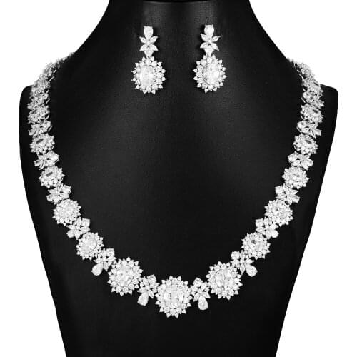 Kellybola Luxury Flower African Jewelry Sets For Women Wedding Necklace Earring Set Cubic Zirconia Dubai Bridal Jewelry Set