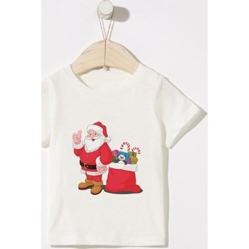 Christmas New Medium Baby Clothes Funny Cute Santa Boys Top Christmas Day Gift Elk Socks Kawaii Fashion Harajuku Girls T-Shirts
