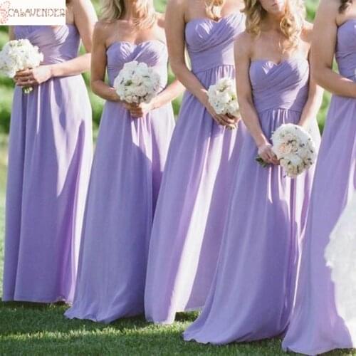 Chiffon Lilac Bridesmaid Dresses A-Line Pleated robe mariage femme Floor Length Maid of Honor Evening Dresses