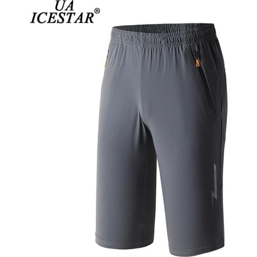 UAICESTAR Brand Breathable Jogger Men Shorts 2021 Summer Solid Color Slim Cropped Trousers Men Fashion Casual Sport Mens Shorts