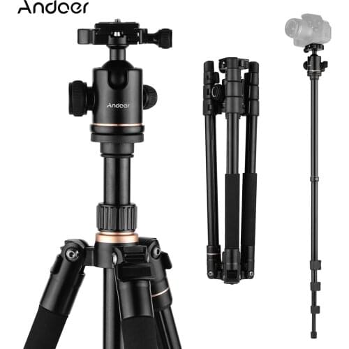 Andoer Photography Tripod Monopod Stand 360° Rotatable Ball Head 8kg Load Capacity with Carry Bag for DSLR Cameras Camcorders