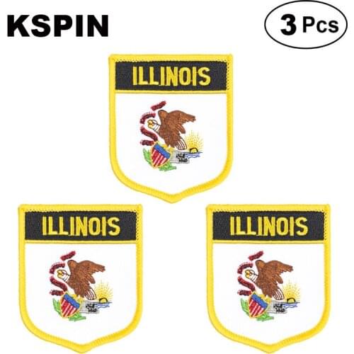 U.S.A Illinois Shiled Shape flag patches national flag patches for Cothing DIY Decoration