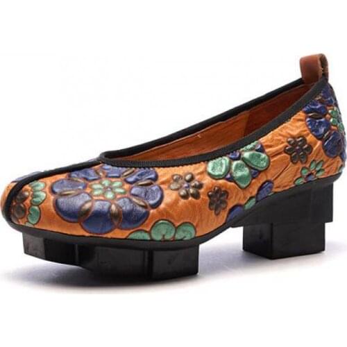 YourSeason Ladies Shoes Strange Style Genuine Leather Mixed Colors Spring Autumn Handmade Women Pumps Vintage 2021
