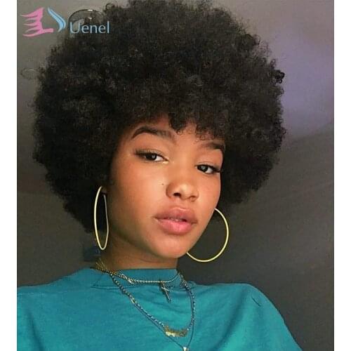 Uenel 4" Womens Short Afro Kinky Curly Hair Copper Wigs for Black Women Heat Resistant Wigs Soft Natural Wigs for Women