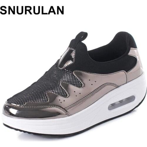 SNURULANWedge Tennis Slimming Toning Shoes Thick Bottom Increase Platform Shoes Women Fitness Shoes Shock Absorber Jumping Shoe