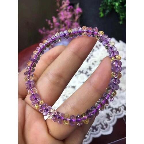 Genuine Natural Ametrine Quartz Yellow Purple One Bracelet Women Lady AAAAA Gift Charms 7mm Gemstone Crystal Bracelets