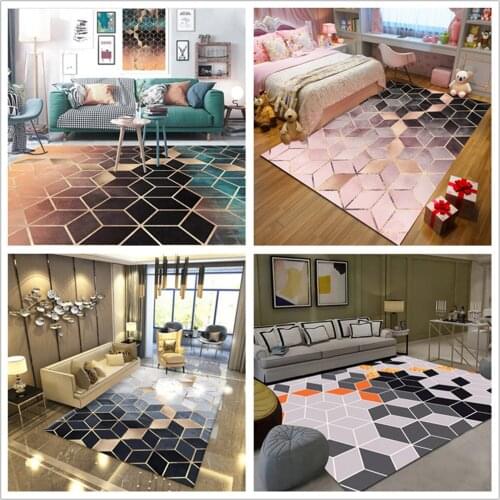 New fashion Golden Metal Geometric Area Rugs Living Room Large Size Carpets Modern Bedroom Decor Tapetes Tea table kitchen Mats