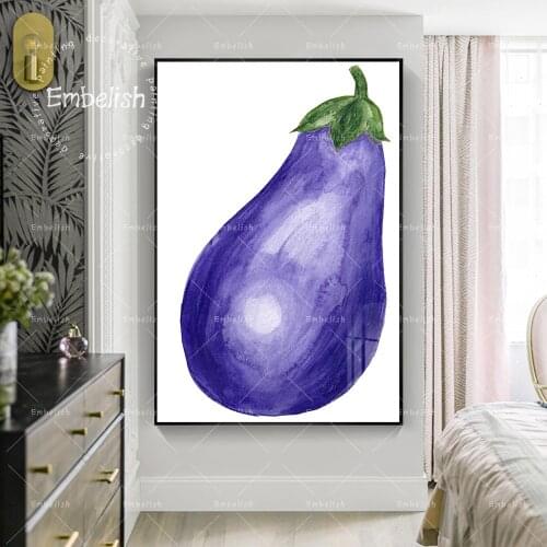 1 Pieces Eggplant Vegetables Kitchen Home Decor Posters For Dinning Room Wall Art Pictures Restaurant HD Print Canvas Paintings