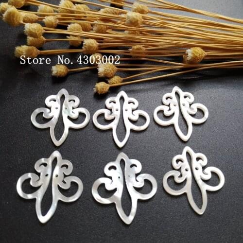 10pcs/lot 25x27mm Natural Hollow Mother of Pearl shell for DIY Jewelry Hollow Flower MOP Pearl shell Beads