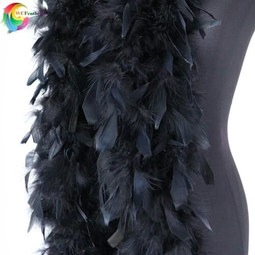 2Yards Fashion Dyed Black Turkey feather Boa 90Gram feathers Shawl Scarf For Wedding Party Clothing Decoraion Crafts