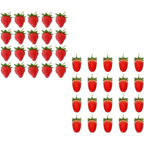 20 Pieces Artificial Strawberry Fake Fruit Strawberries Photography Prop Home Kitchen Cabinet Party Ornament