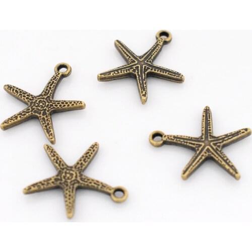 20pcs/lot 20x19mm Antique Bronze Plated Starfish Charms Pendant For Making DIY Handmade Jewelry Accessories