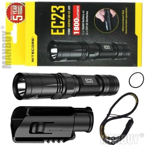 2021 NITECORE EC23 Flashlight + NTH10 Holster 1800 Lumens Cree XHP35 HD E2 LED High Performance Torch for Outdoor Security Duty