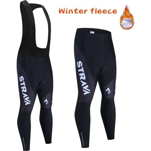2021 All black Warm Cycling Bib Trousers Winter Thermal Mountain Bike long Pants Bicycle Tights 9D Gel Pad Cycling Bib Pants